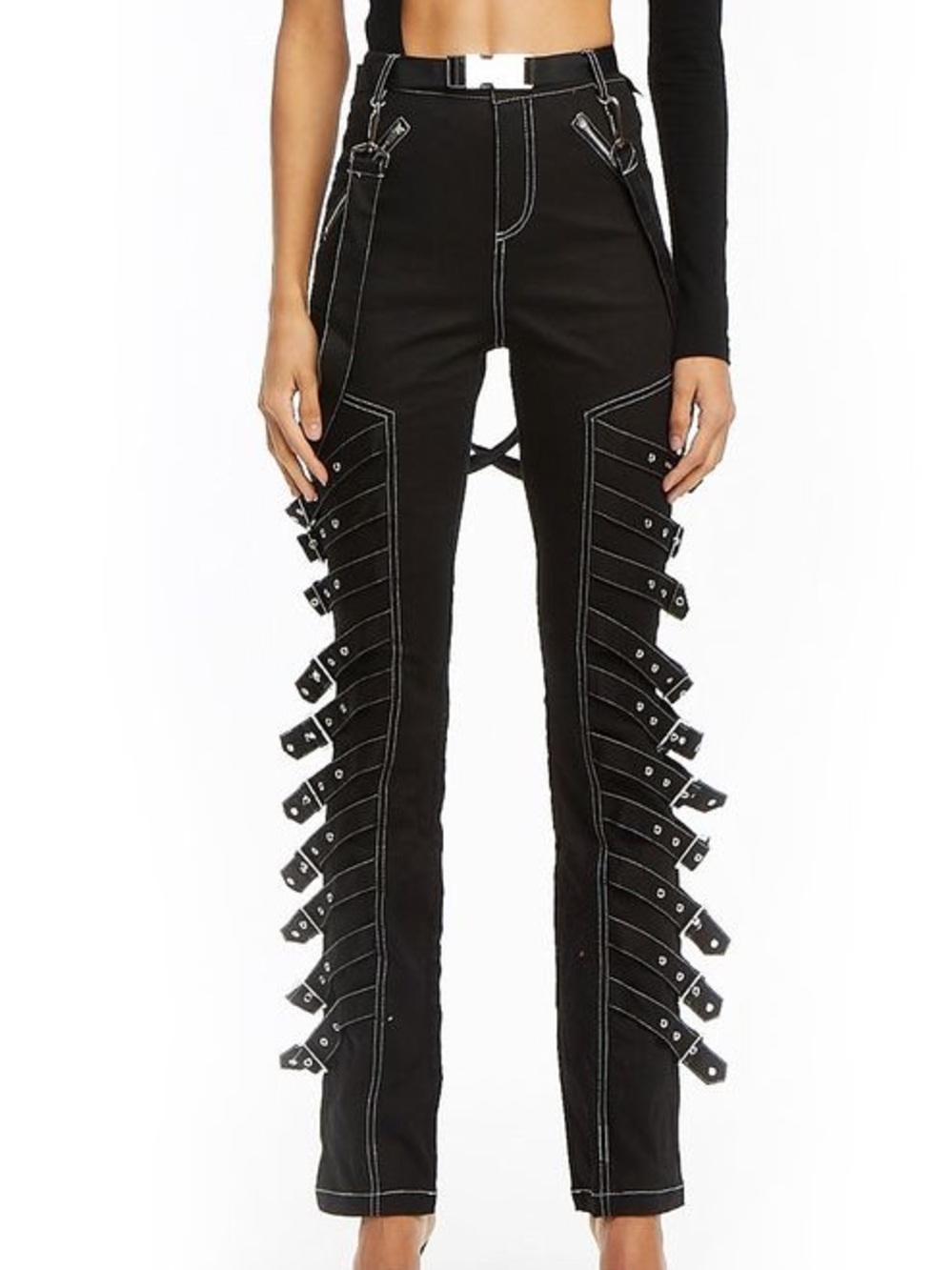 I.AM.GIA Black Strap Buckle Sceptrum Pants